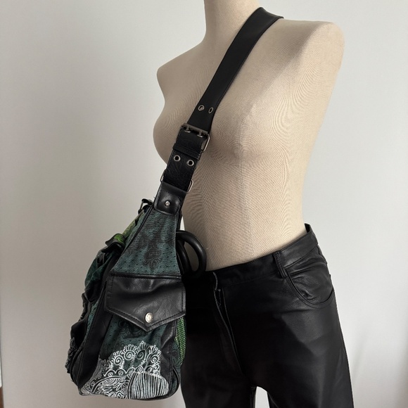 Desigual - Black and Green Hand Bag - Picture 6 of 16